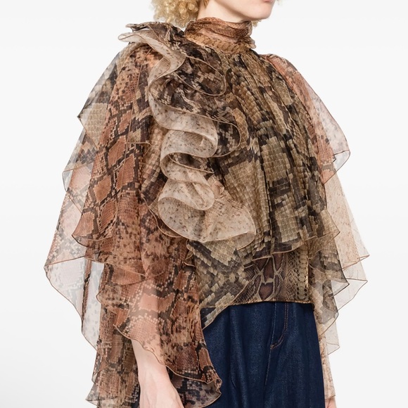 Zimmermann Tops - Zimmermann Brown Snake Print Top